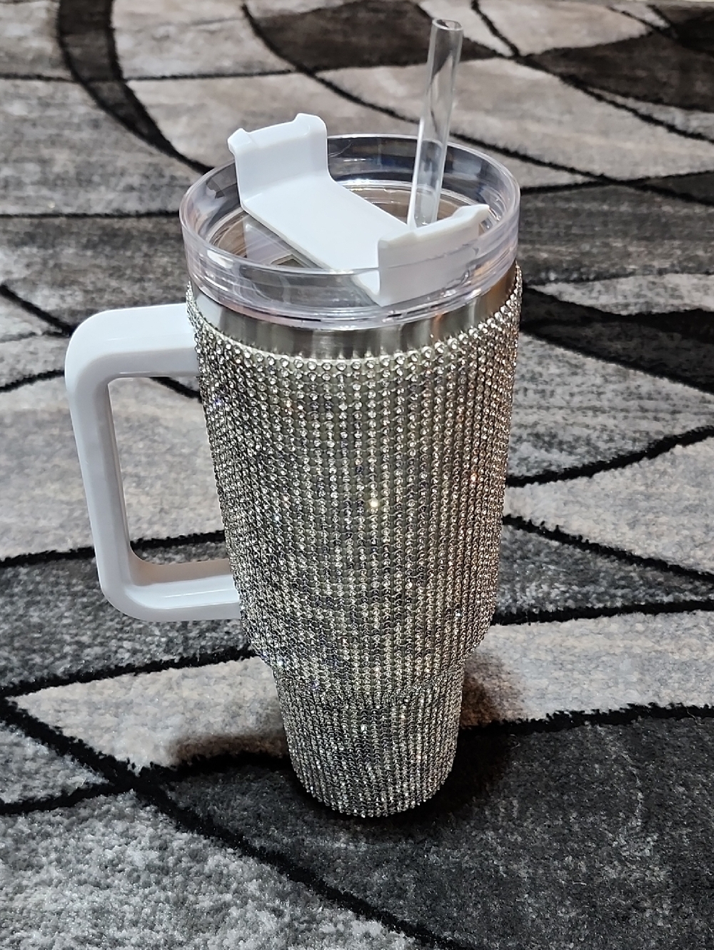 LEOPARD PRINT RHINESTONES-STUDDED 40 OZ STAINLESS STEEL TRAVEL TUMBLE